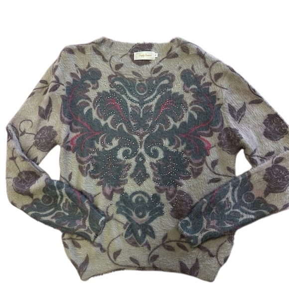 Simply Couture Sweaters - Simply Couture Soft Floral Patterned with Silver Details Sweater  Sz S